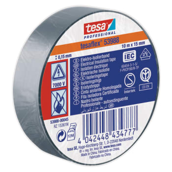 tesa isoleringstape 53988, PVC 15 mm x 10 m, grå