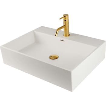 Lavabo håndvask i Solid-Surface, 61x45,5x14,5 cm, hanehul, hvid