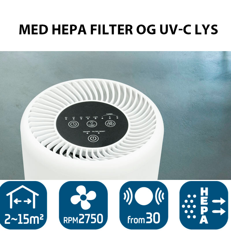 Freia – luftrenser i innovativt design med HEPA filter og UV-C lys