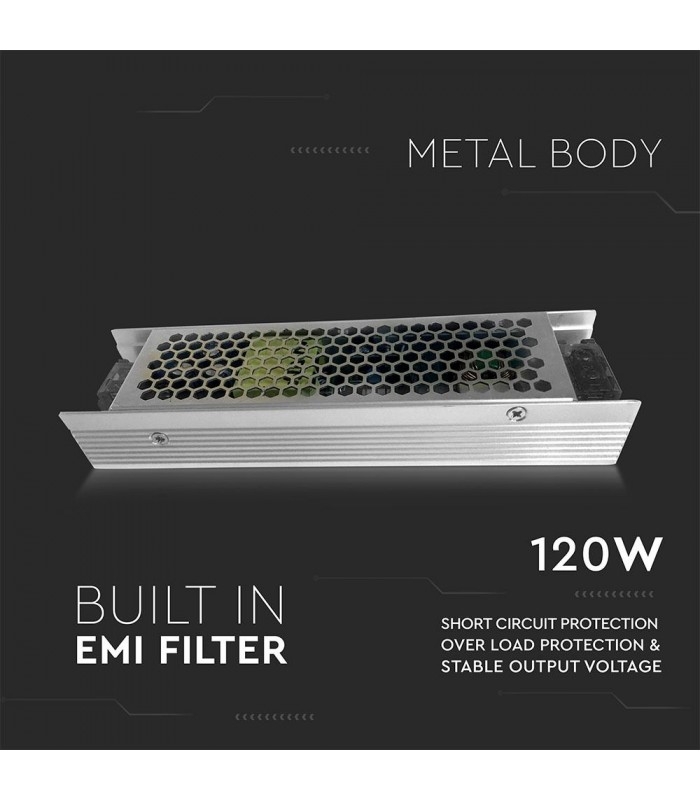 120W strømforsyning - 12V DC, 10A, IP20 indendørs