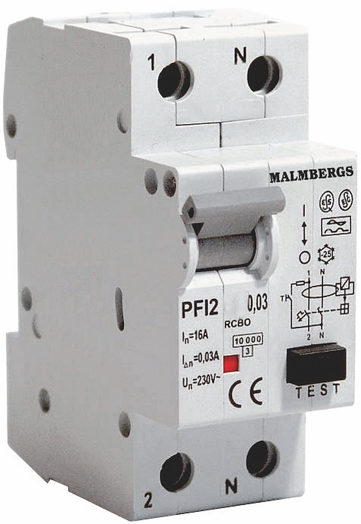 Kombiafbryder 16A 1P+N 30mA 2M (HPFI type A)