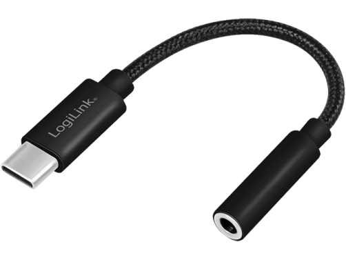 Lydadapter - USB-C han til 4P 3,5mm JACK hun, Sort (13cm)