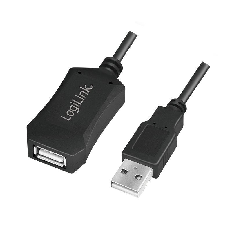 USB 2.0 forlænger repeaterkabel - A han til A hun, Sort (5m)