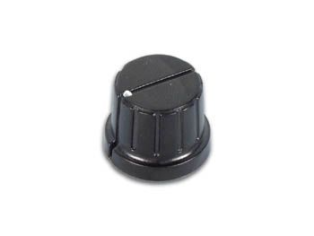 Drejeknap til 6mm aksel - Ø20mm Sort m. hvid prik
