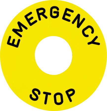 SKILT Ø60 EMERG.STOP ZB2BY9330