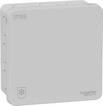 Schneider Mureva forgreningsdåse, lysegrå, IP65, 87x87x42 mm