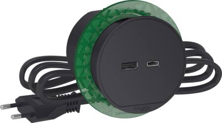 Unica Bord stikkontakt, enkelt med USB A/C, koksgrå