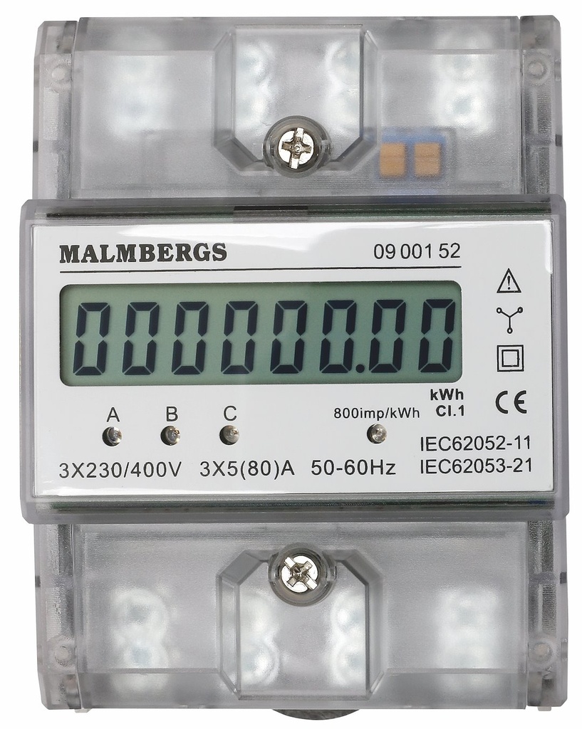 Digital KWh-måler 3-Faset, 63A