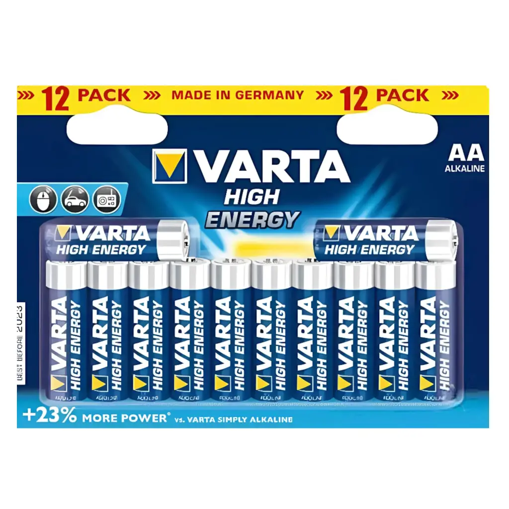 High Energy alkaline AA batteri 12 stk