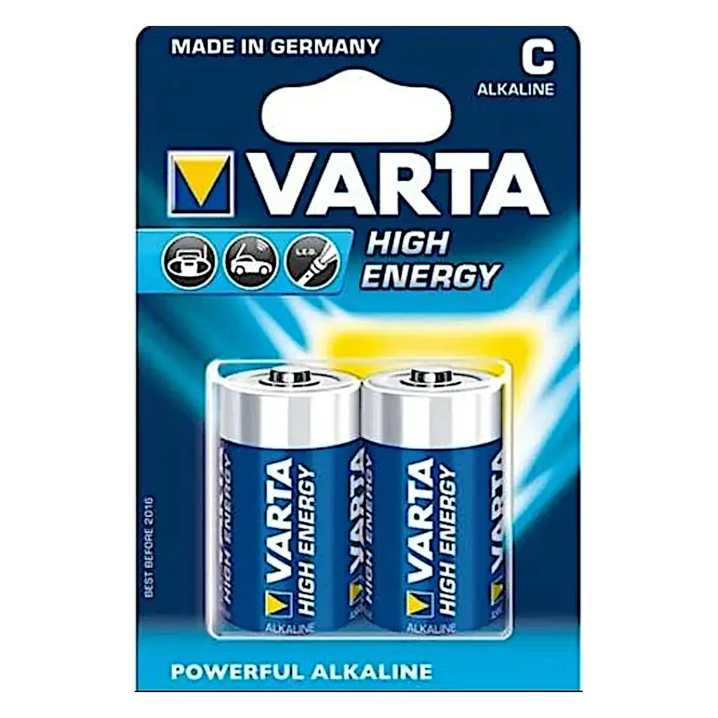 High Energy alkaline C batteri  2 stk