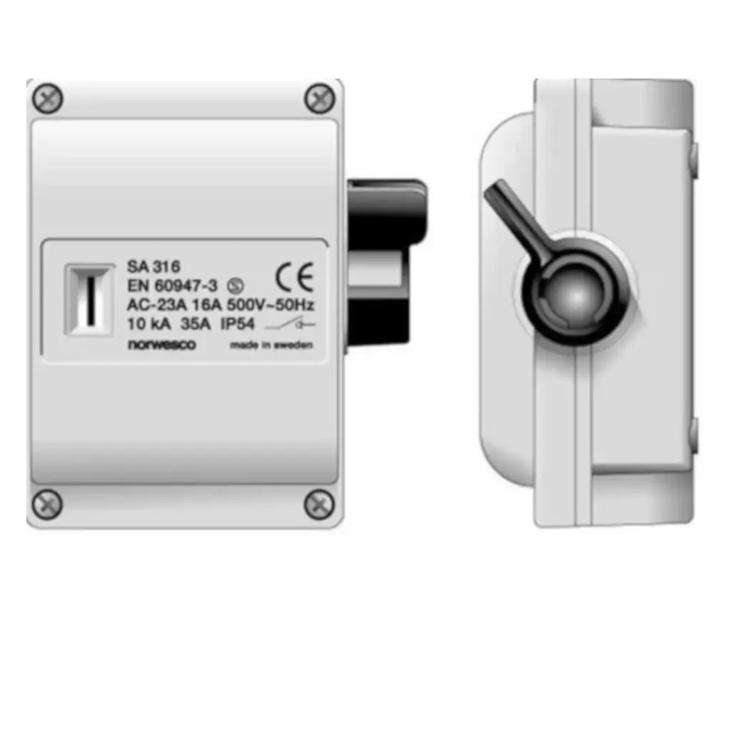 Sikkerhedsafbryder 16A 3P+N+J Grå med sort greb