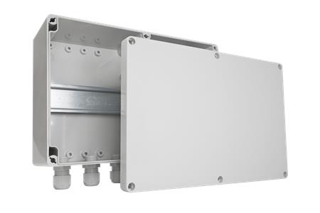 KASSE IP65 M. DIN SKINNE: 240X160X90 MM