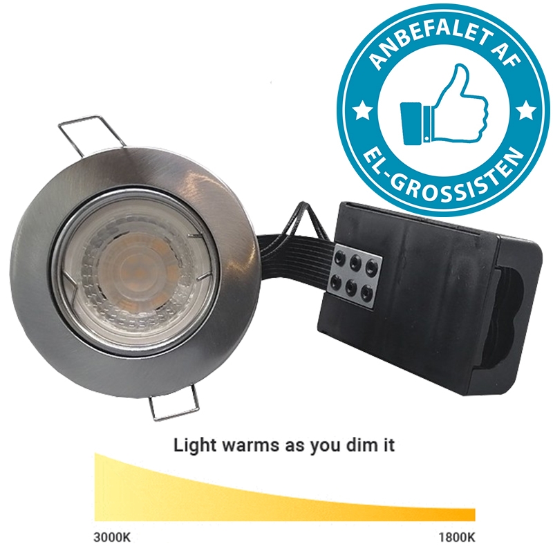 Pro indbygningsspot m. 5,5W DimTone LED pære - Børstet