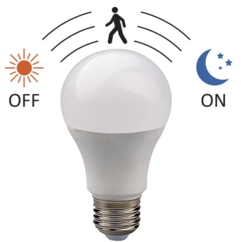 DIOLUX 8,5W mat 830 E27 806lm 160° m/skumringssens