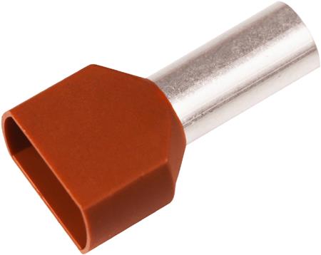 Isoleret TWIN-terminalrør A10-14ET2 2x10mm2 L14 Rød