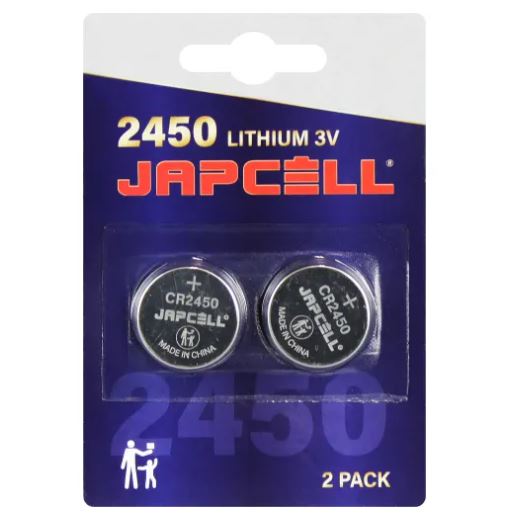 Japcell lithium CR2450 batteri, 2 stk.