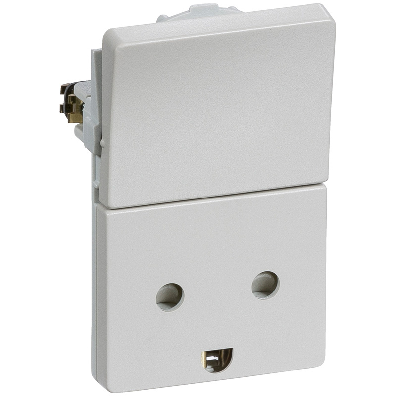 Fuga Stikkontakt 2-pol med jord lysegrå