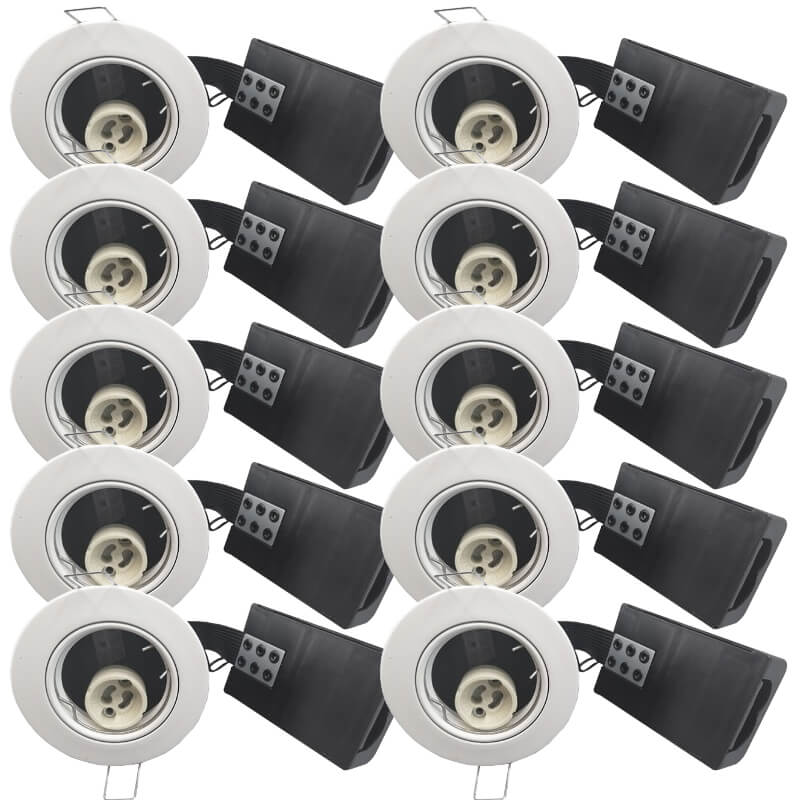 10 stk Indbygningsspot GU10 - mat hvid