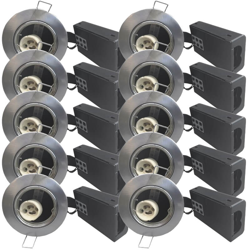 10 stk Indbygningsspot GU10 - Børstet