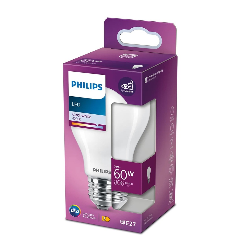 Philips LED 7W (60W) E27 4000K 806lm Mat