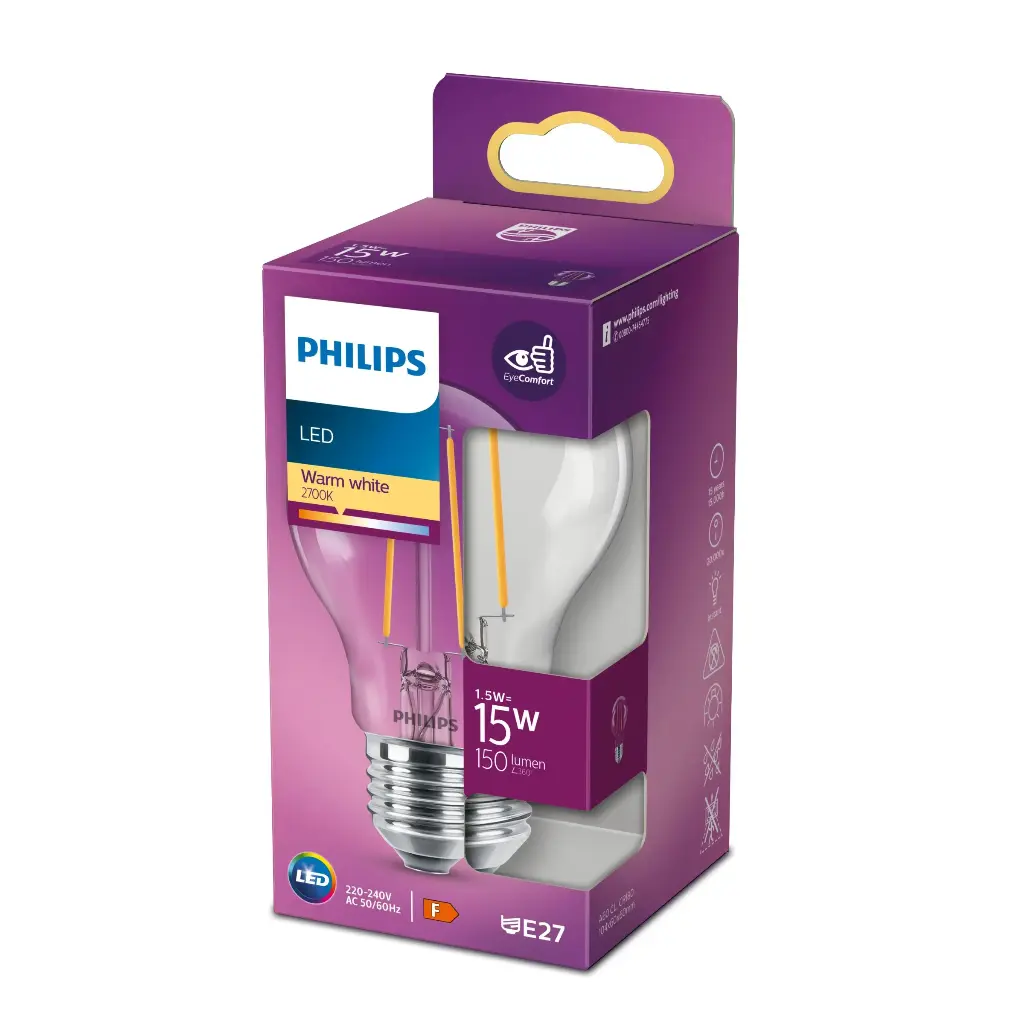 Philips LED 1,5W (15W) E27 2700K 150lm