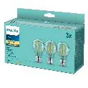 Philips LED 8,5W (75W) E27 2700K 1055lm 3-pak