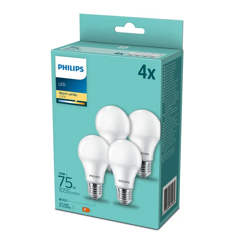 Philips LED 10W (75W) E27 2700K 1055lm Mat 4-pak