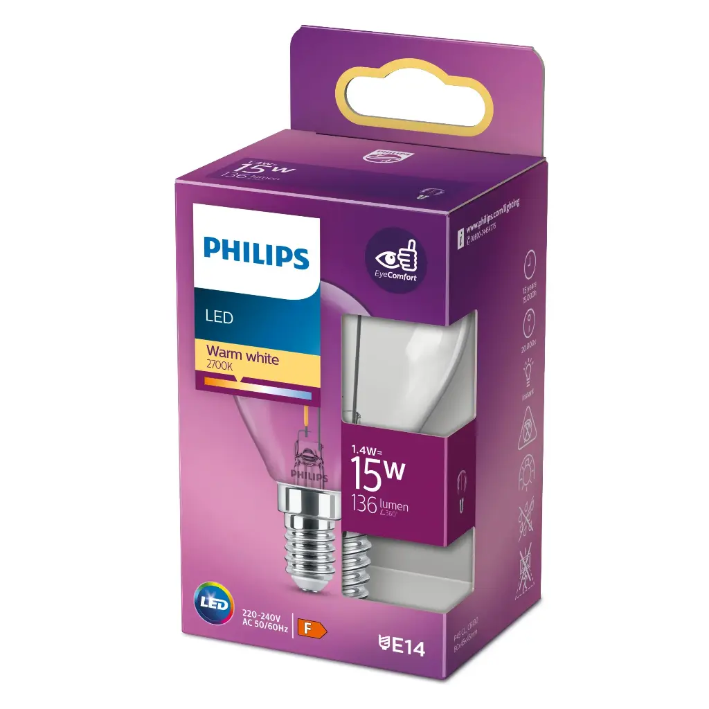 PHILIPS LED 1,4W (15W) E14 2700K 136lm