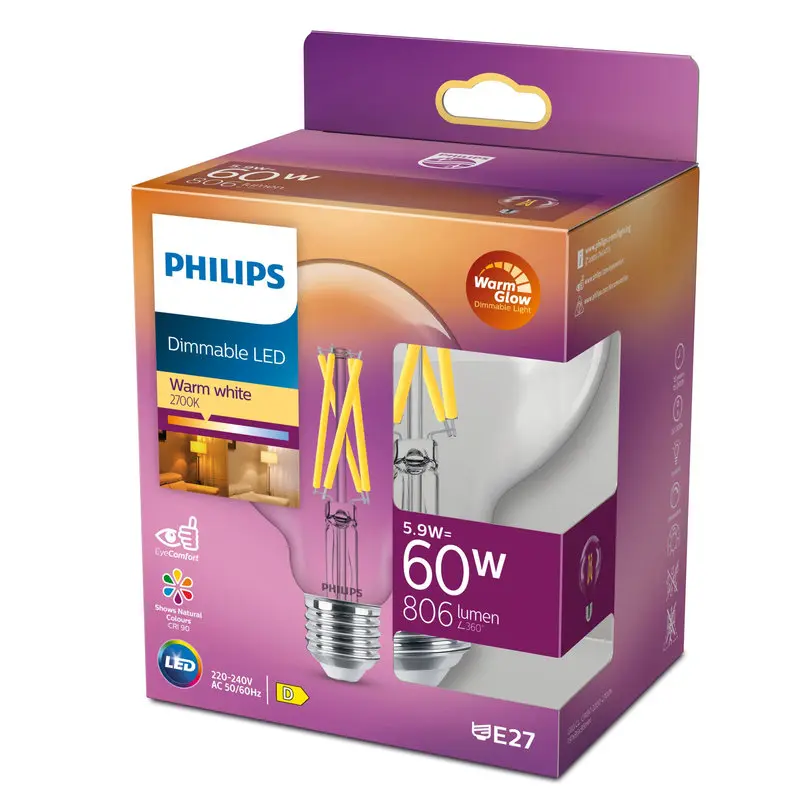 Philips LED DIM 5,9W (60W) E27 2200-2700K 806lm Globe