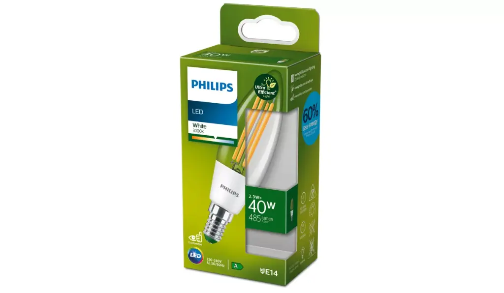 PHILIPS LED 2,3W (40W) E14 3000K 485lm