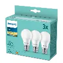 Philips LED 4,9W (40W) E27 2700K 470lm Mat 3-pak