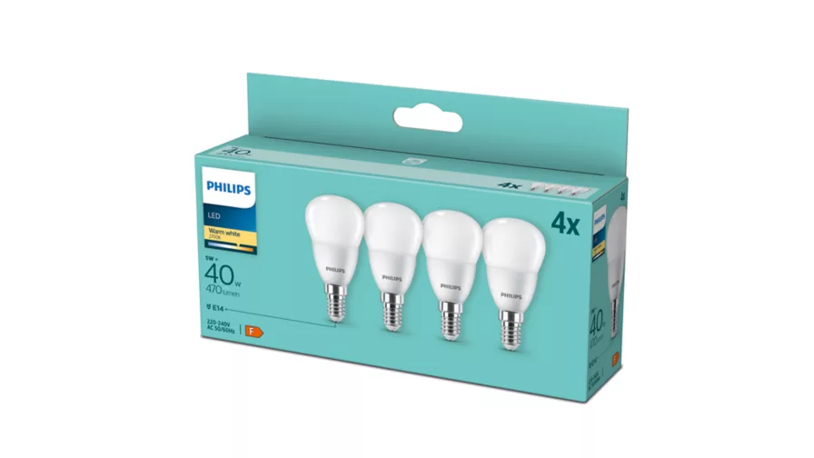 PHILIPS LED 4,9W (40W) E14 2700K 470lm 4-pak