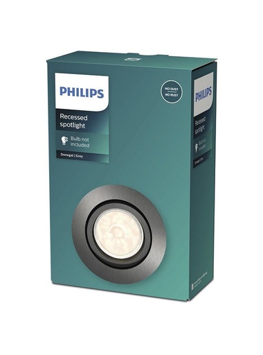 [SIG915005423401] PHILIPS Donegal Indbygningsspot GU10 u/ lyskilde Grå