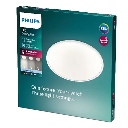 [SIG915005776801] PHILIPS Superslim Loftslampe 18W Dæmpbar LED 4000K Hvid