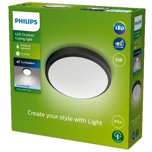 [SIG929003190901] Doris Ceiling 6W 40K Black IP54 HV