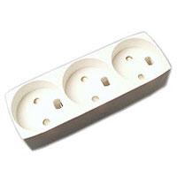 [153201] 3-stikdåse u/jord m/blindhul hvid 250V 10A