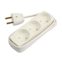 [153241] 3-stikdåse hvid pillesikring/1,5m  2x1mm2 250V 10A