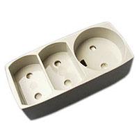 [153285] 3-Stikdåse 2+1 u/jord m/blindhul grå 250V 10A