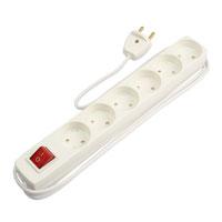 [153291] 6-stikdåse m/1,5m, afbryder hvid 250V 10A