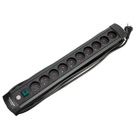 [203203] Premium-Line Stikdåse 6 Udtag U/J med afbryder og 3M ledn. sort