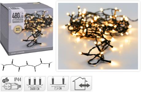 [423828] Lyskæde 480 LED L36M+3M IP44 216W 230V sort