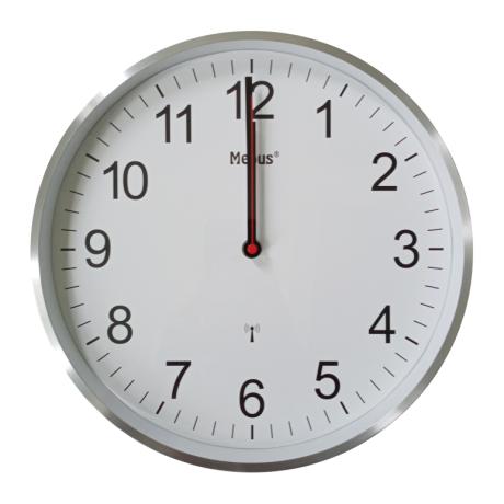 [436135] Vægur hvid/stål/sort Ø30cm radiostyret