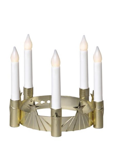 [449700] Lucia krone i guld 5 LED stager