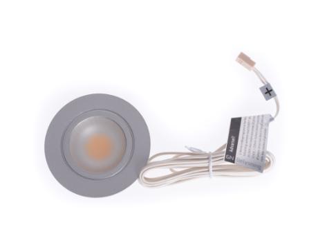 [451822] LED møbelspot - 12V / 3W, Varm Alu. (Ø56mm)