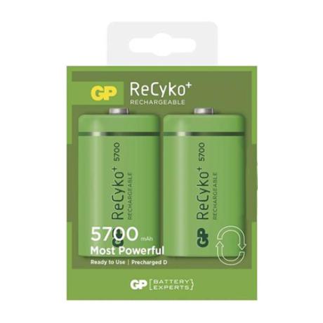 [501151] GP Genopladelig D batt. 5700 mAh 2 stk. 1,2V