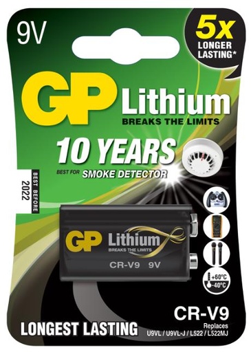 [505053] GP 9V Lithium batteri 1604LC 800mAh