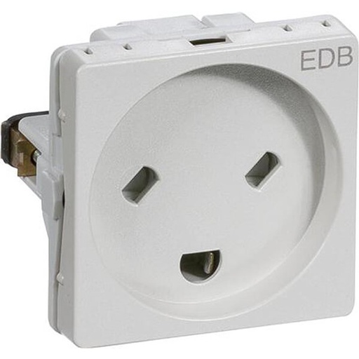 [1017041695] Stikkontakt EDB 1 modul 2-pol med jord lysegrå