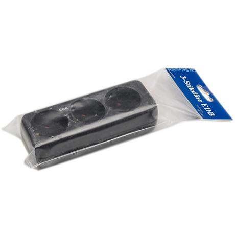 [793303] EDB 3-stikdåse 10A 250V m/j Sort