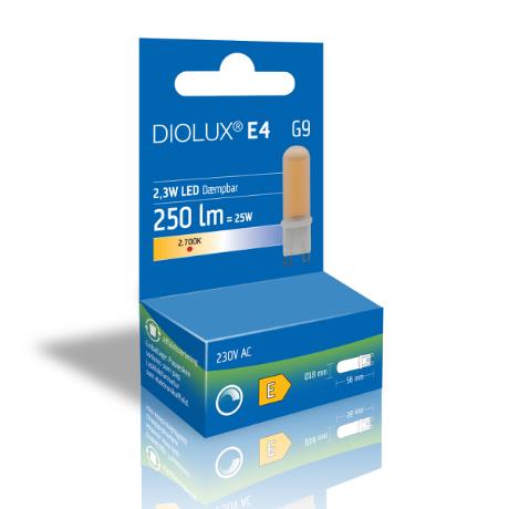 [838046] DIOLUX E4 G9 3W 827 250lm 350° DIM Ø18x56mm
