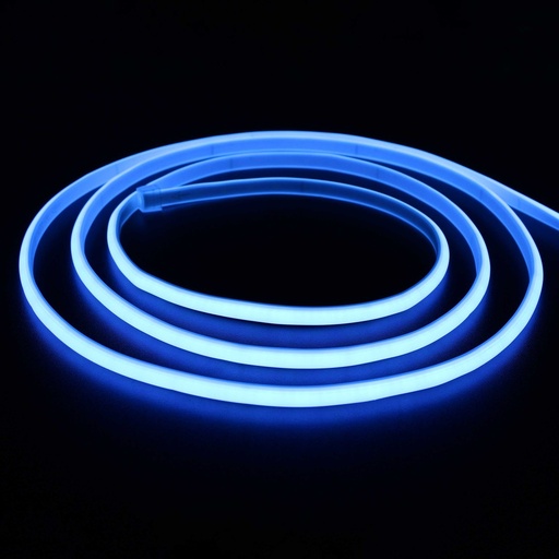 [22192-0] 5 meter vandtæt Lyseblå Neon COB strip - 230V, IP67, 288 LED, 11,5W/m, kan klippes hver 10cm.